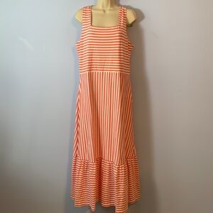 Lands end Gem striped tiered sleeveless maxi dress size Large tencel